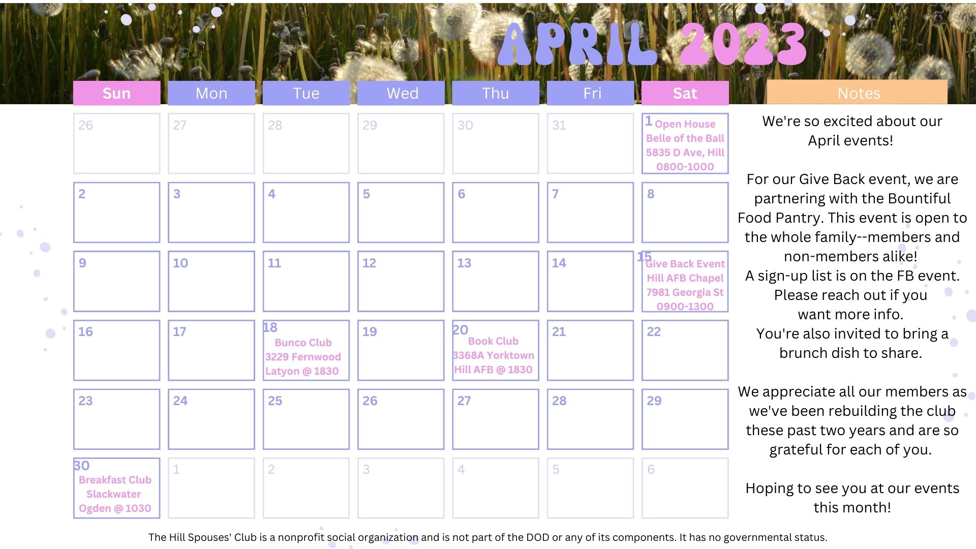 HSC April 2023 Calendar